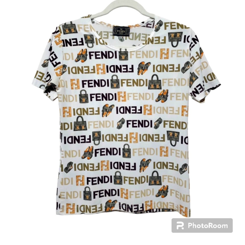 Fendi Vintage 1990's Monogram Logo Short Sleeve Top